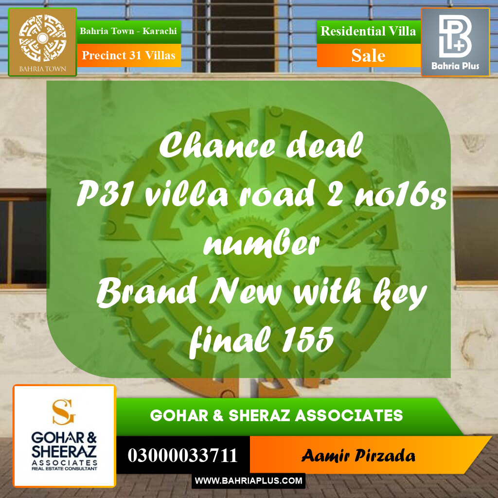 235 Sq. Yards Residential Villa for Sale in Precinct 31 Villas Bahria