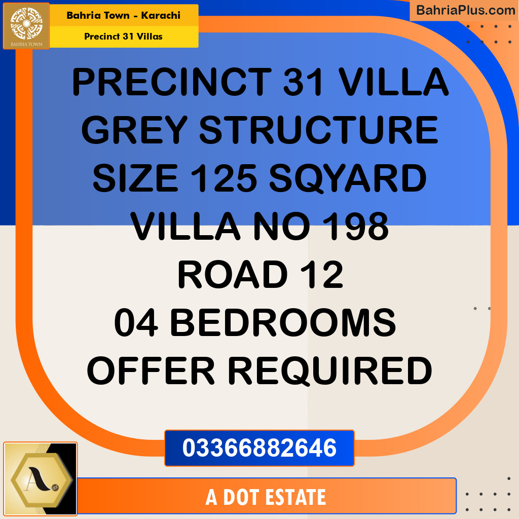 125 Sq. Yards Residential Villa for Sale in Precinct 31 Villas Bahria