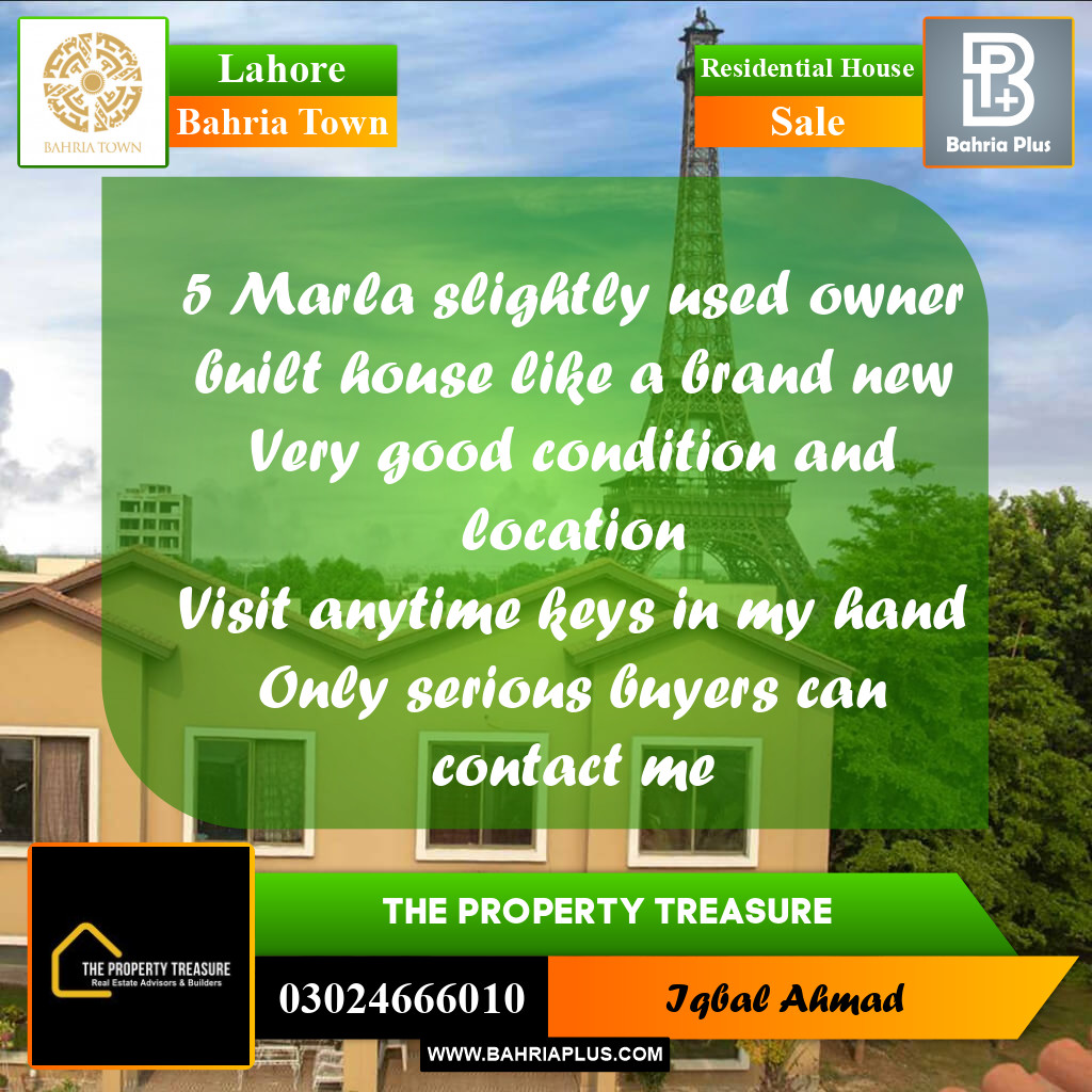 5 Marla Residential House for Sale in Bahria Town, Lahore (BP310822