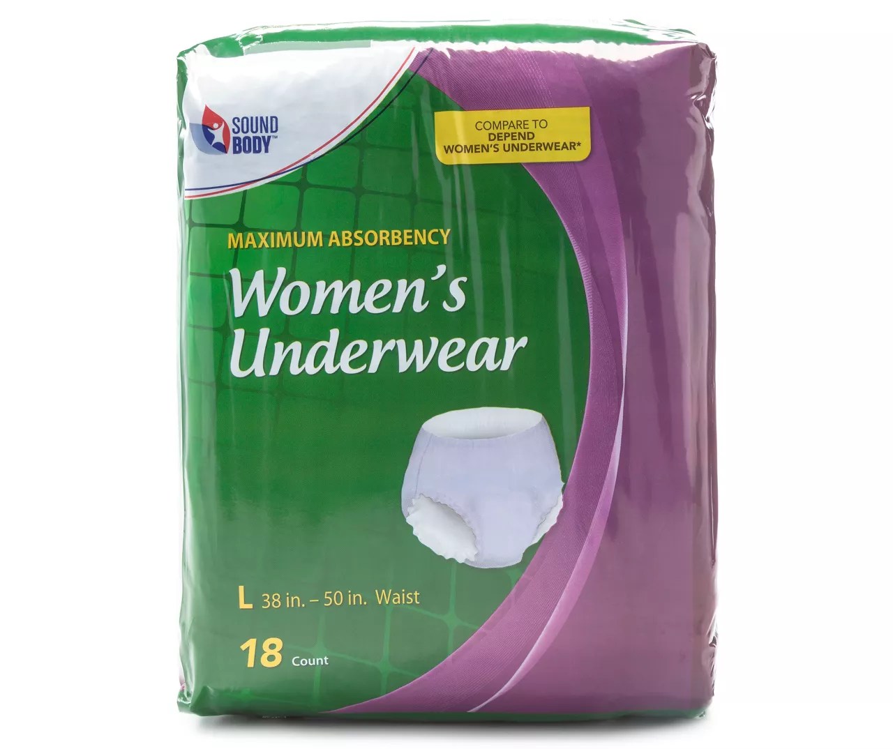 Sound Body Women's Large Protective Underwear, 18Count Big Lots