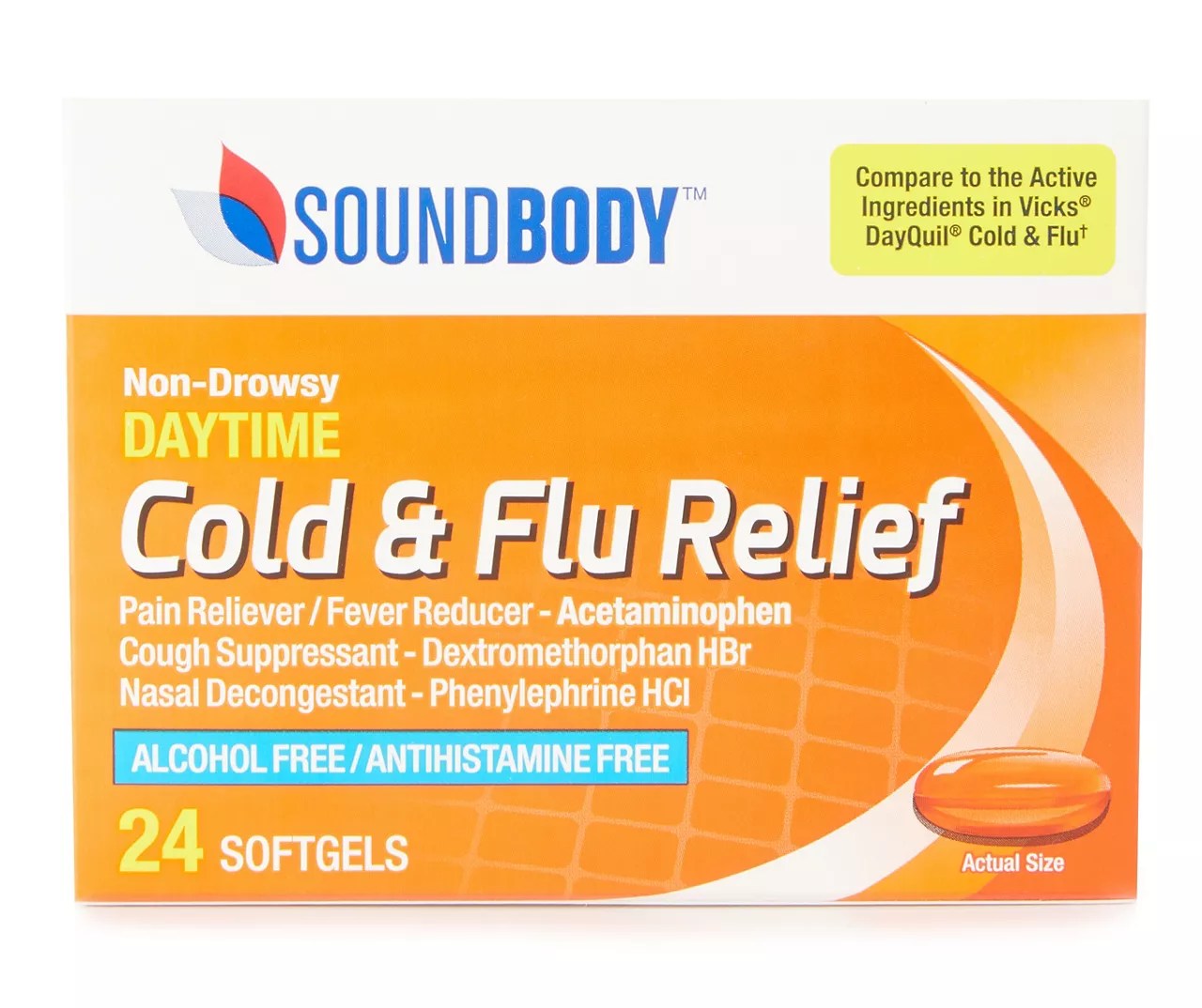 Sound Body Daytime Cold & Flu Relief Softgels, 24 Count Big Lots