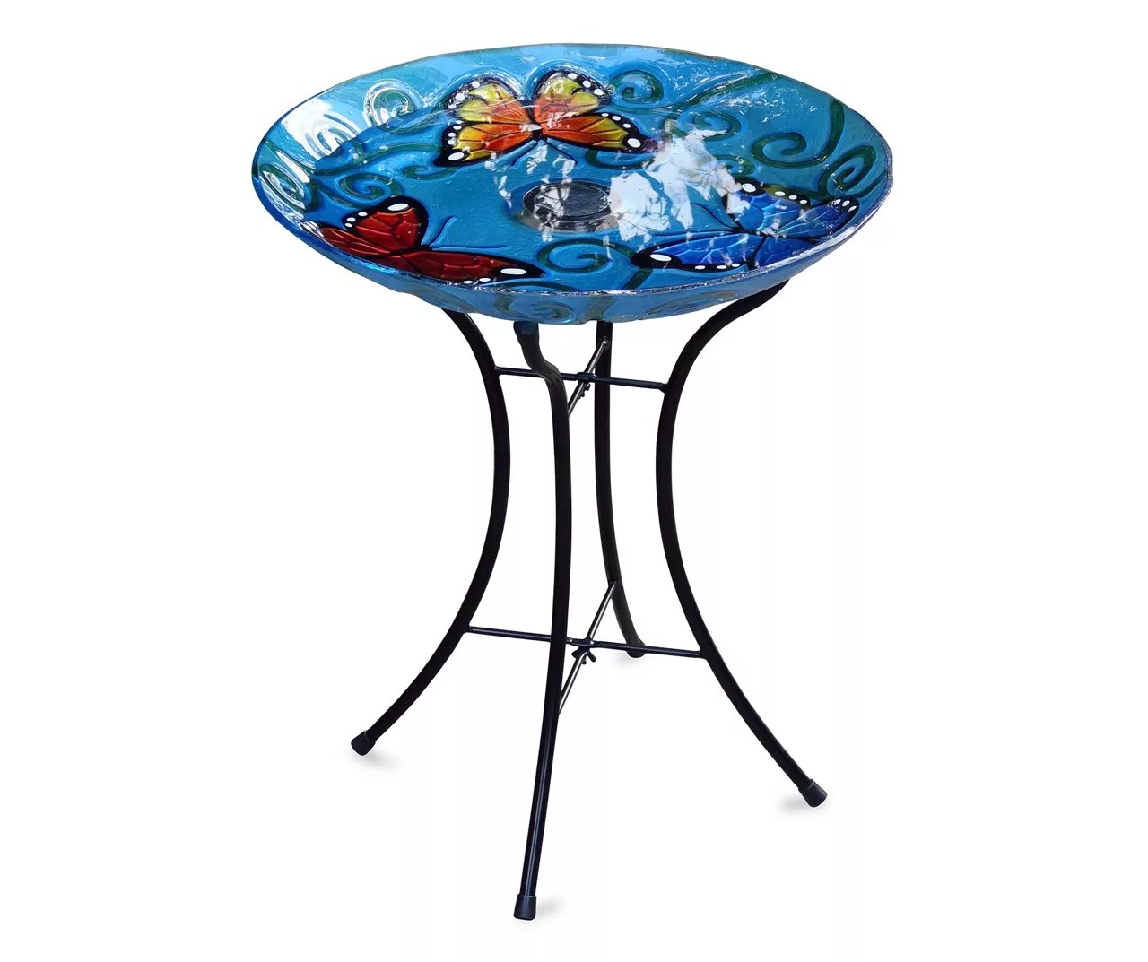 Wilson & Fisher Solar Butterfly Glass Bird Bath Big Lots