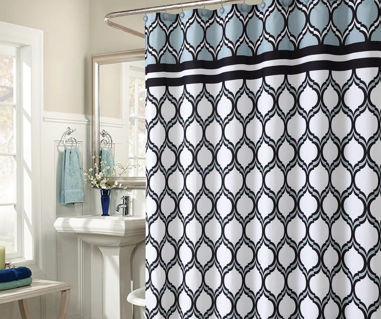 Aprima Bradley Tile Shower Curtain & Hooks Set Big Lots