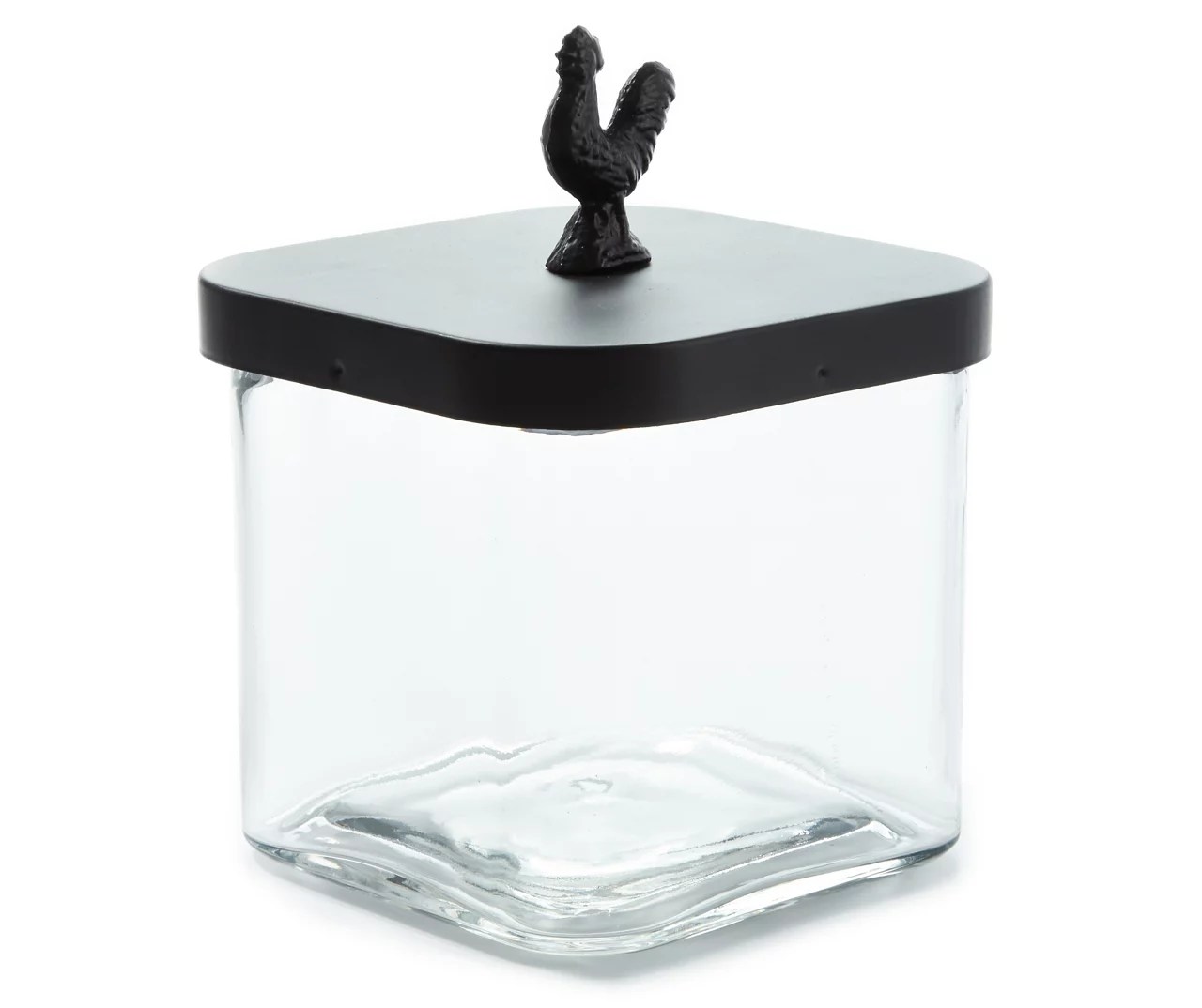 Farmhouse Fresh Large Rooster Top Glass Canister with Metal Lid Big Lots