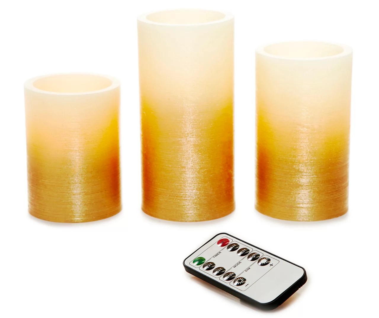 Gold Flameless LED Pillar Candle Set with Remote, 3Pack Big Lots