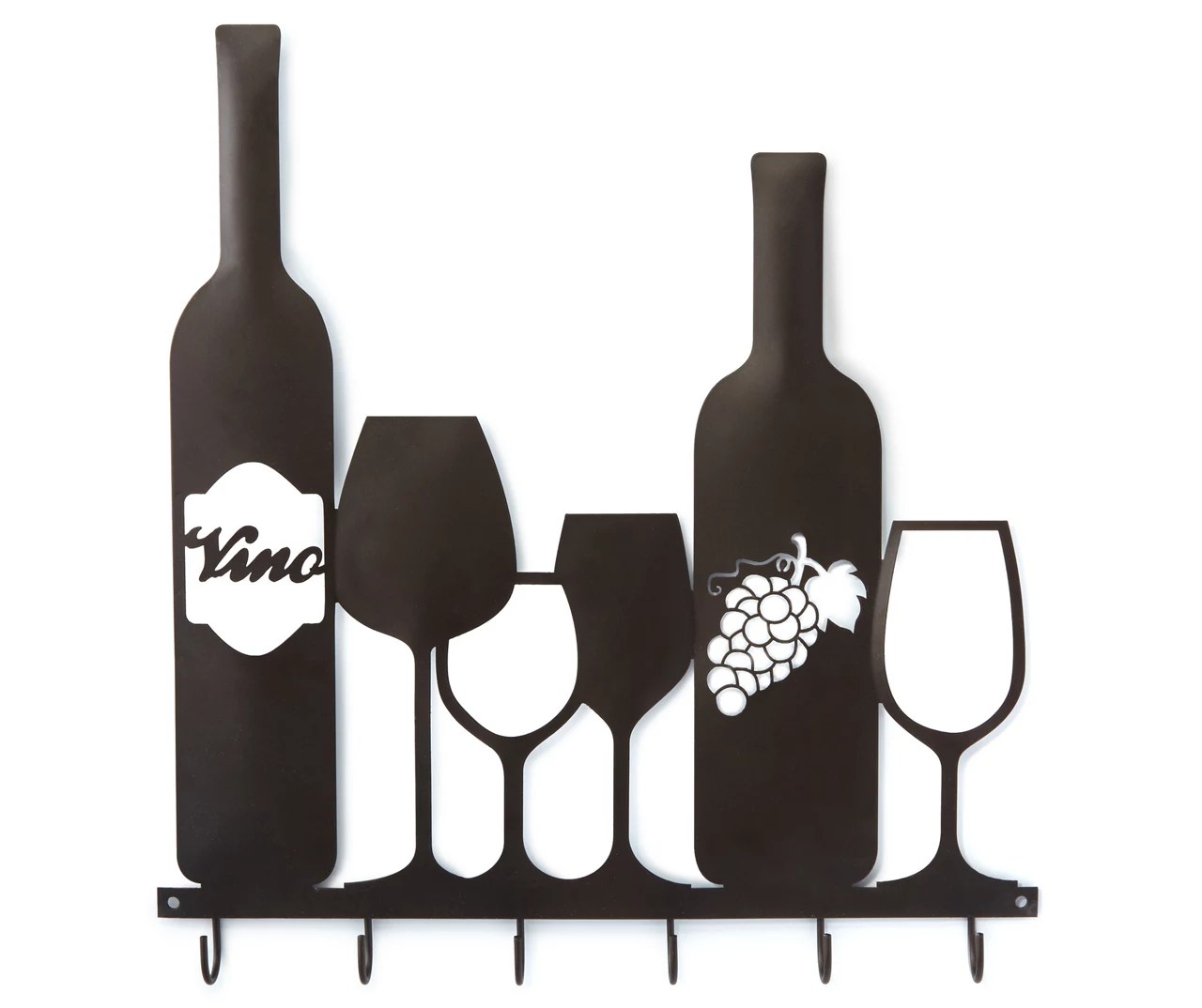Wine Bottles & Glasses Metal Wall Decor with Hooks Big Lots