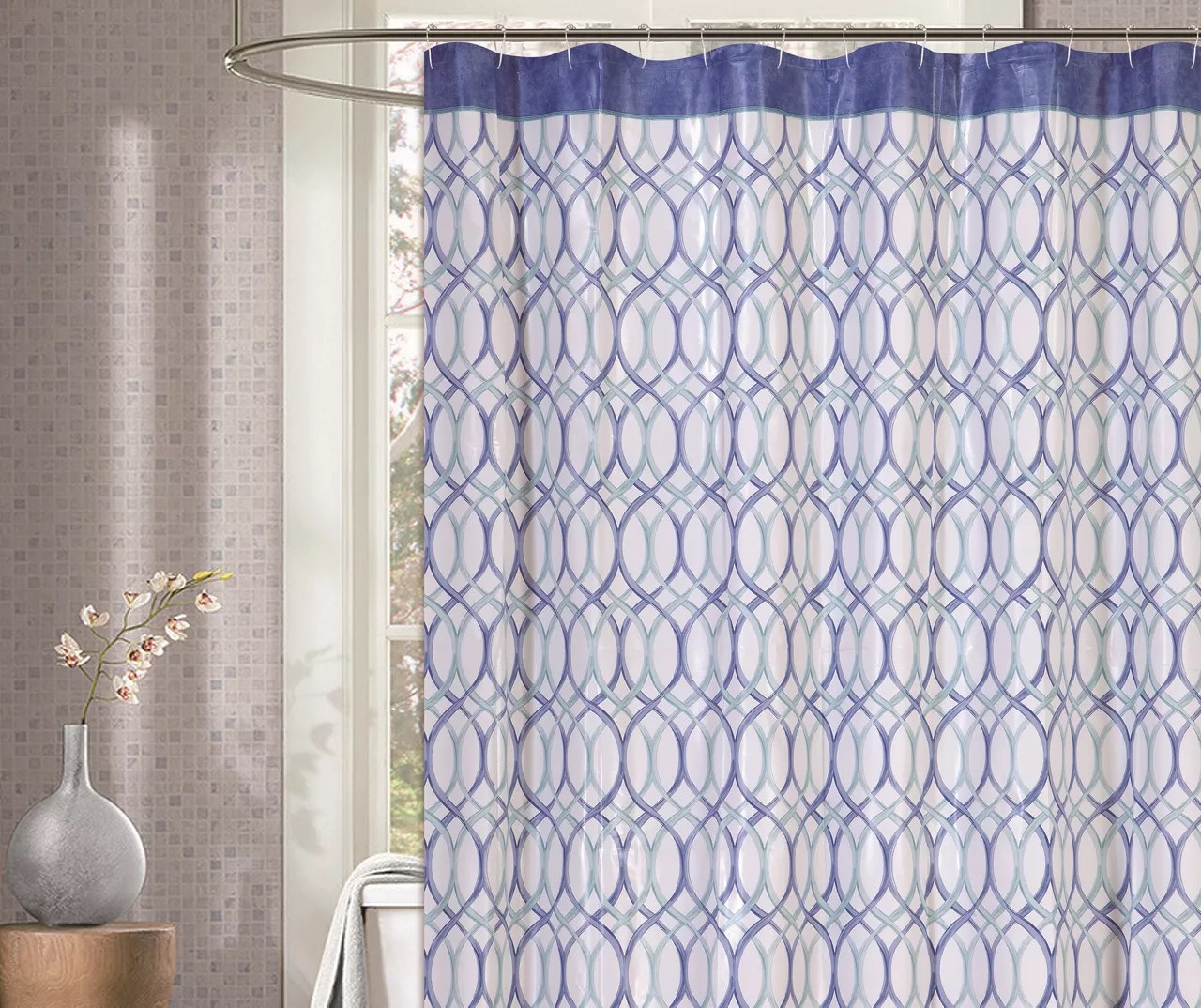 Living Colors White & Blue Lafayette Shower Curtain Big Lots