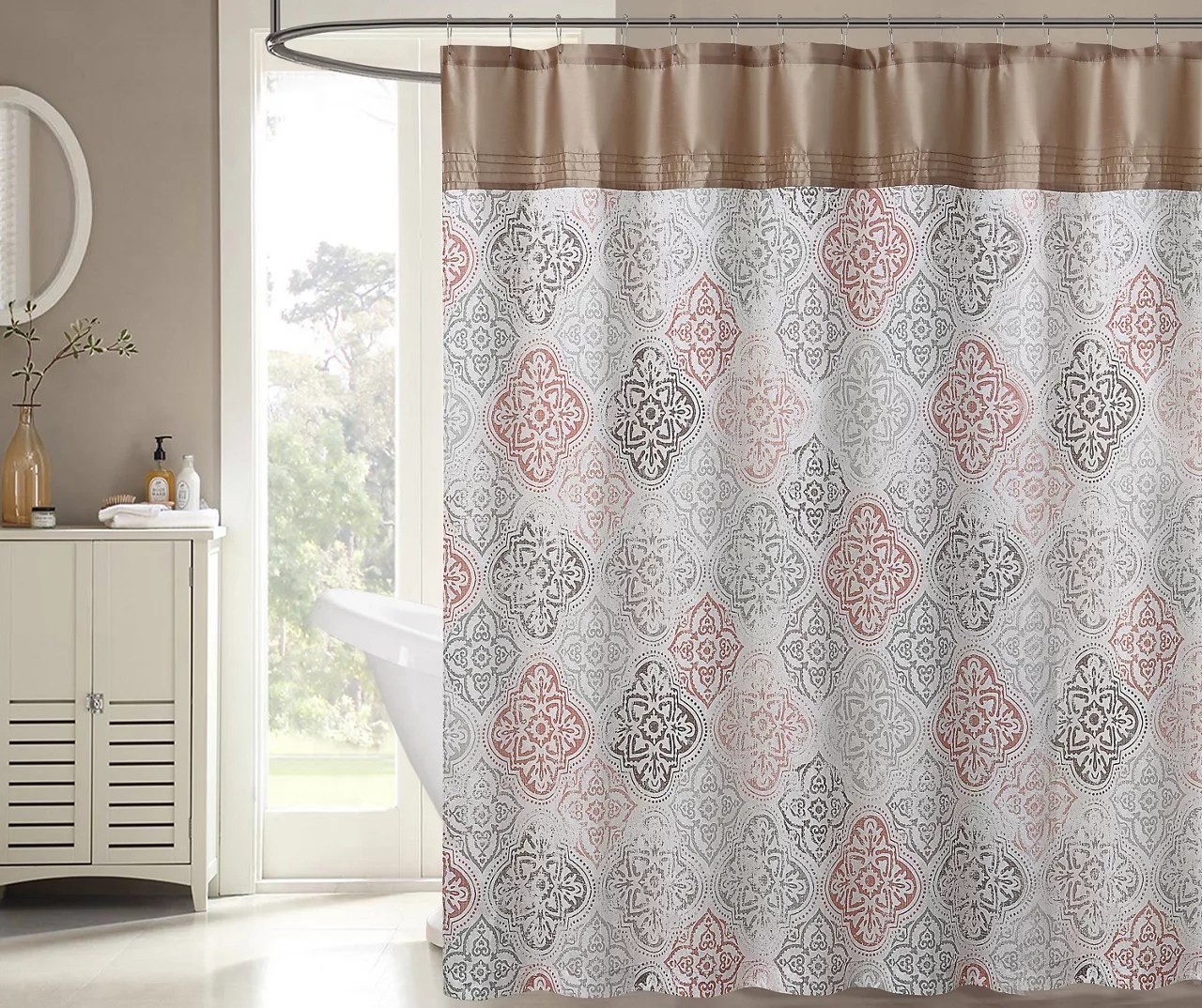 Sedona Tan, Gray & Coral Shower Curtain Big Lots