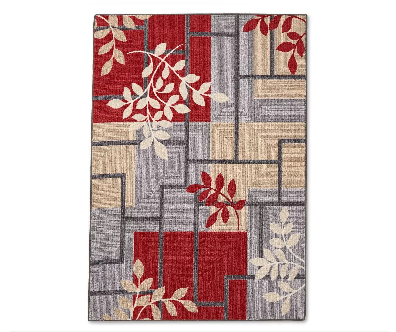 Living Colors Maxine Red & Gray Geometric Vine Area Rug, (5' x 7