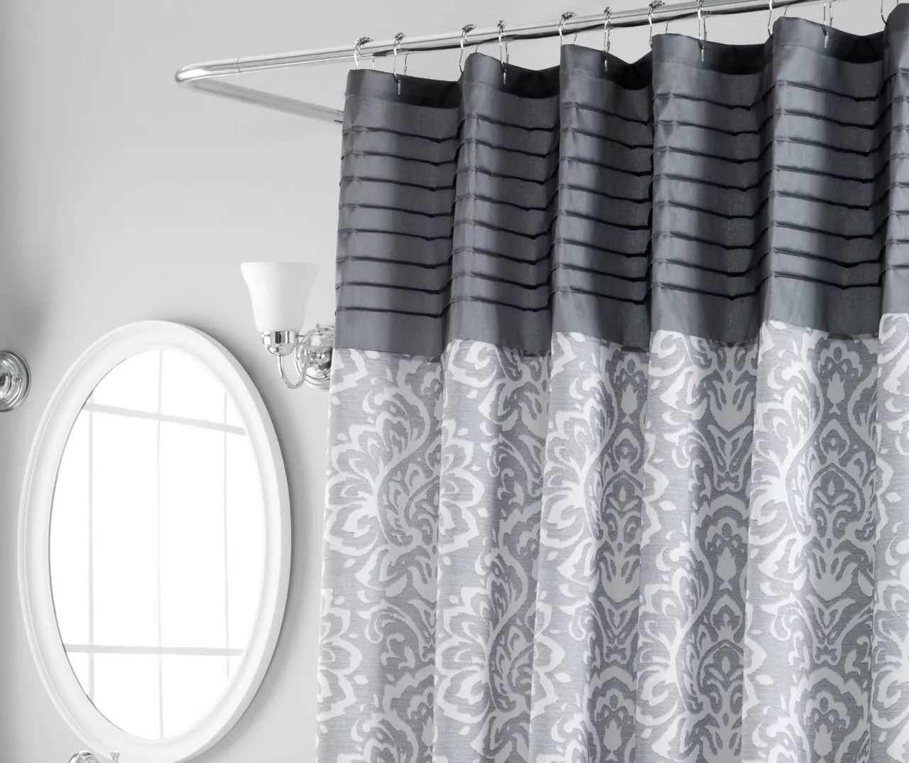 Aprima Gray Pintuck & Medallion Shower Curtain Big Lots