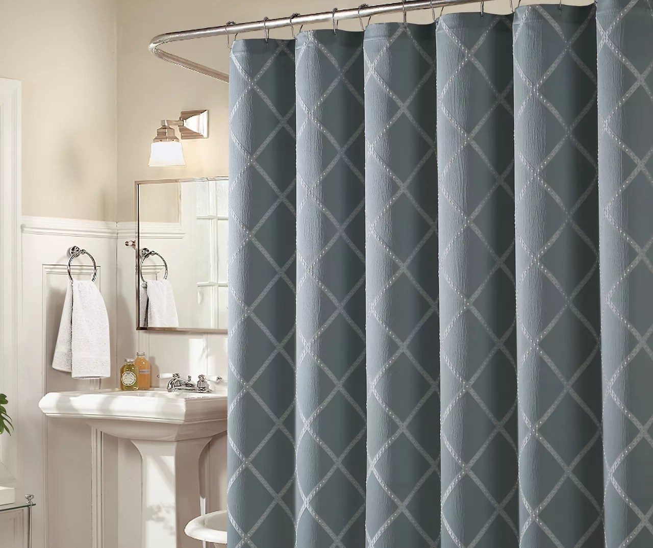 Aprima Yates Teal Fabric Shower Curtain Big Lots