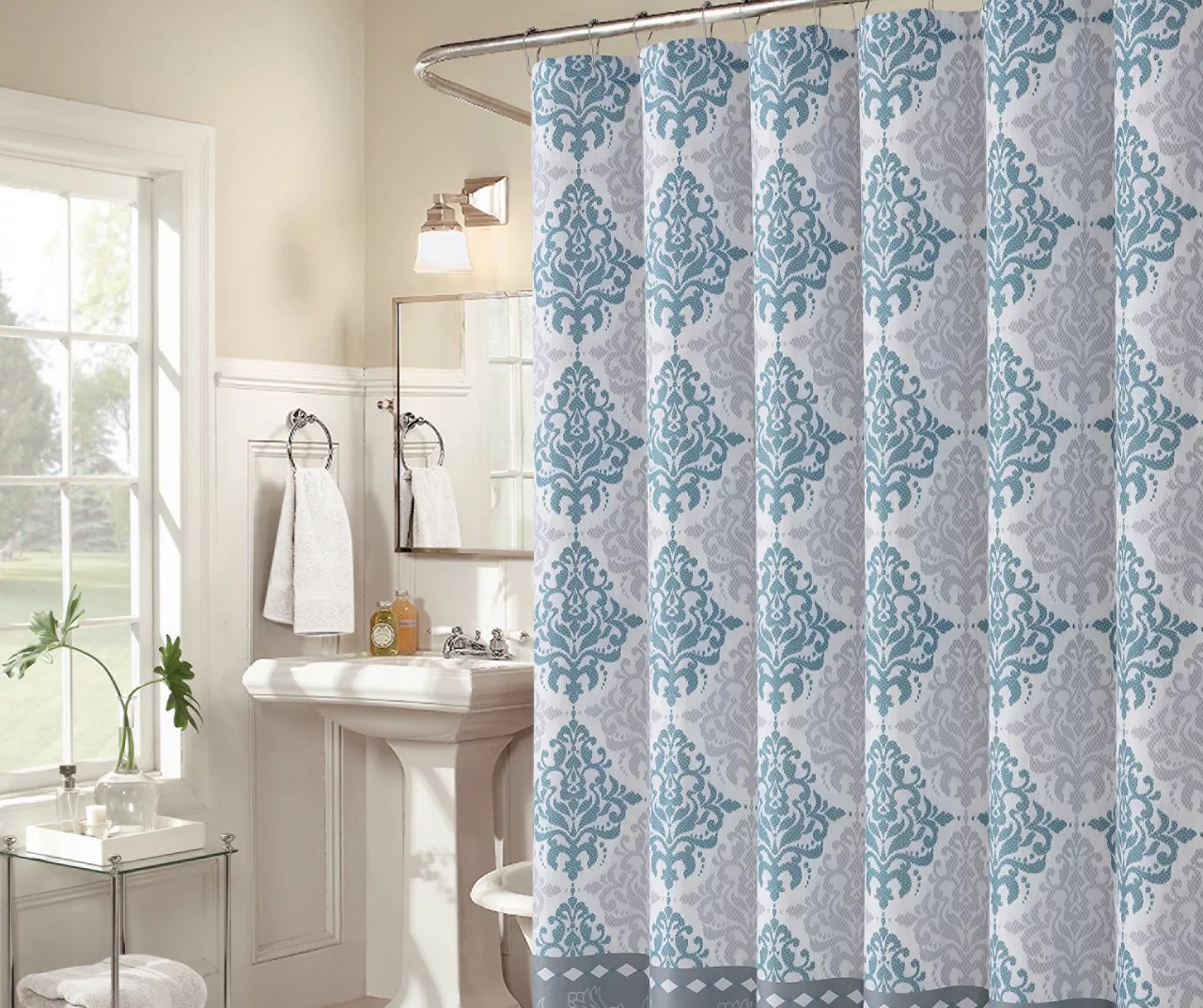 Aprima Blue & Gray Medallion Gavi Shower Curtain Big Lots
