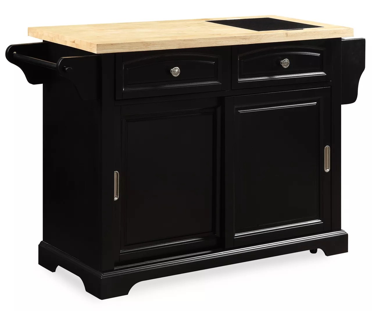Black 2Drawer Sliding Door Kitchen Cart Big Lots