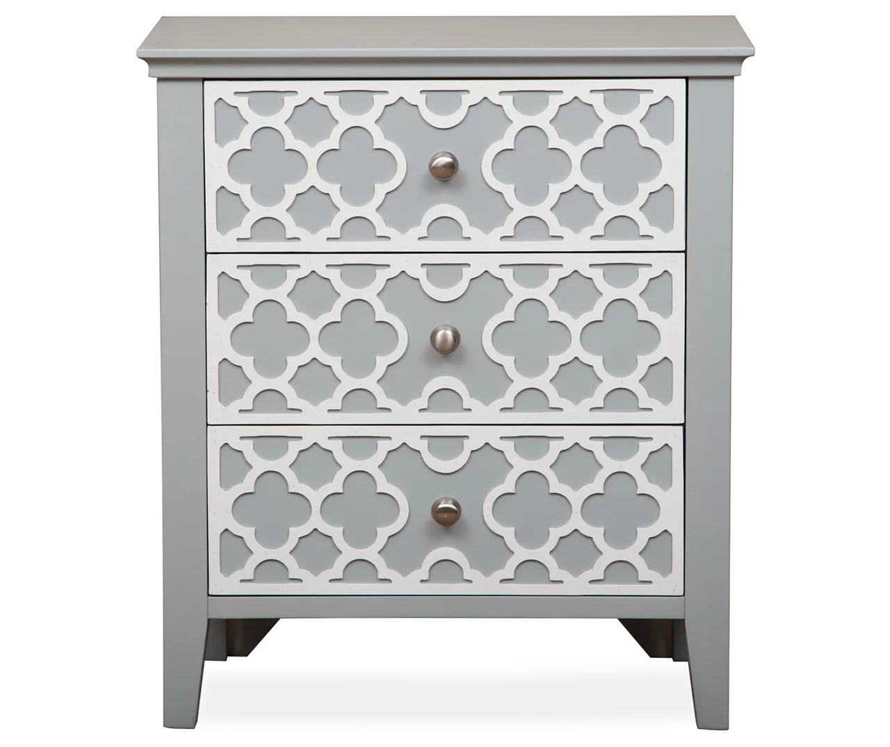 Gray Quatrefoil Overlay Drawer Chest Big Lots