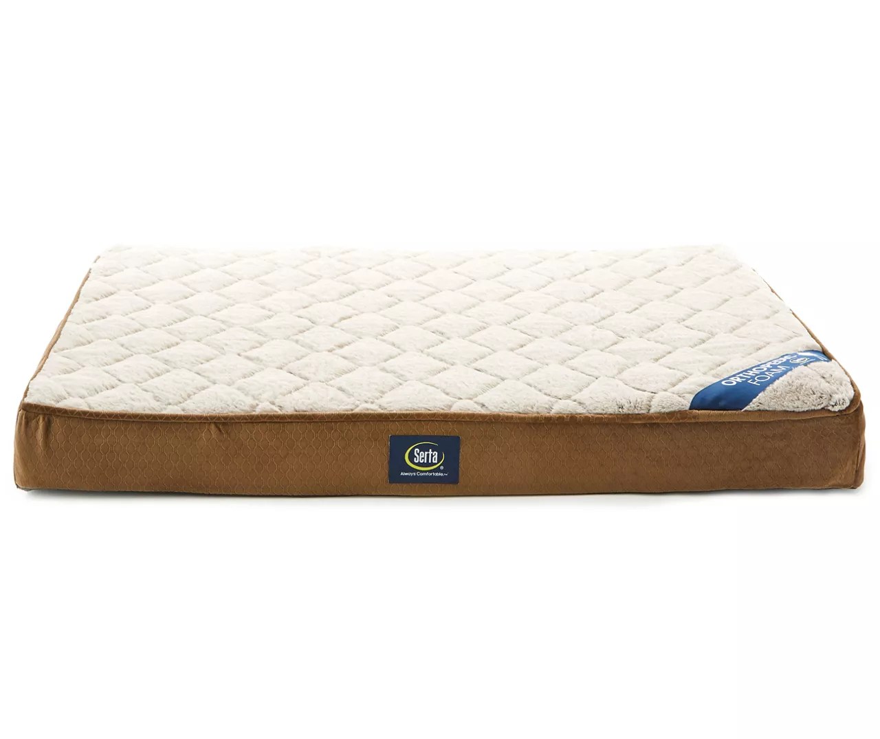 Serta Brown & Tan Orthopedic Quilted Pillow Top Pet Bed, (27" x 36