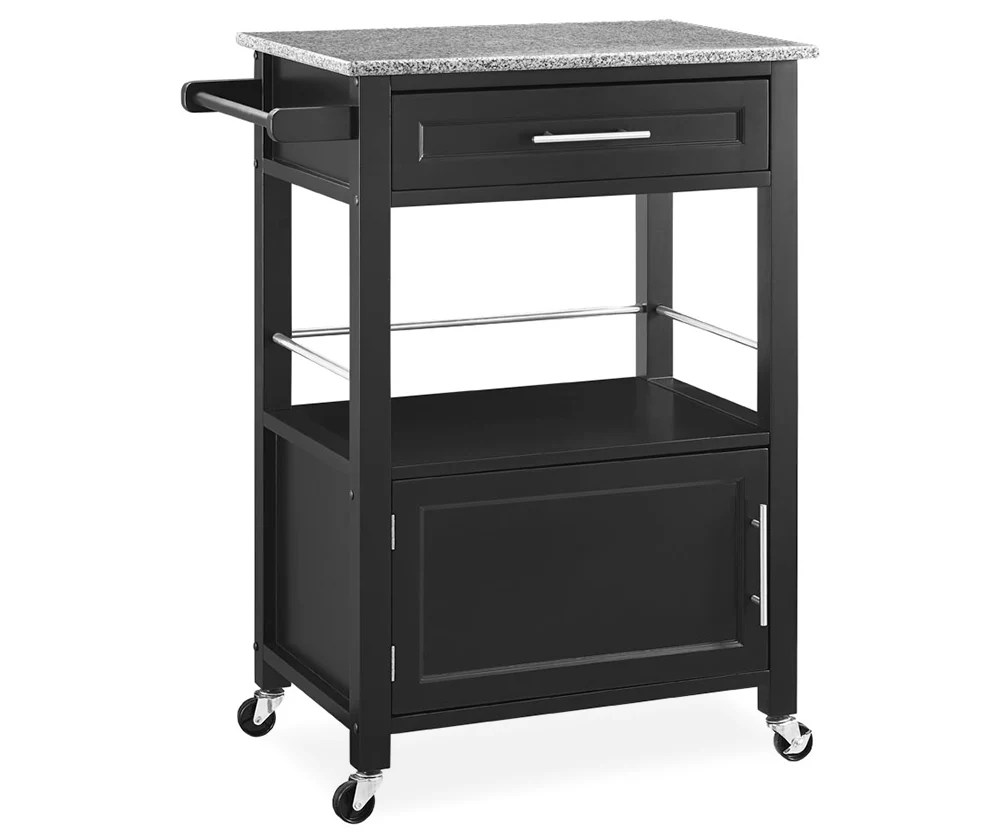 Ree Black Granite Top Kitchen Cart with Storage Big Lots