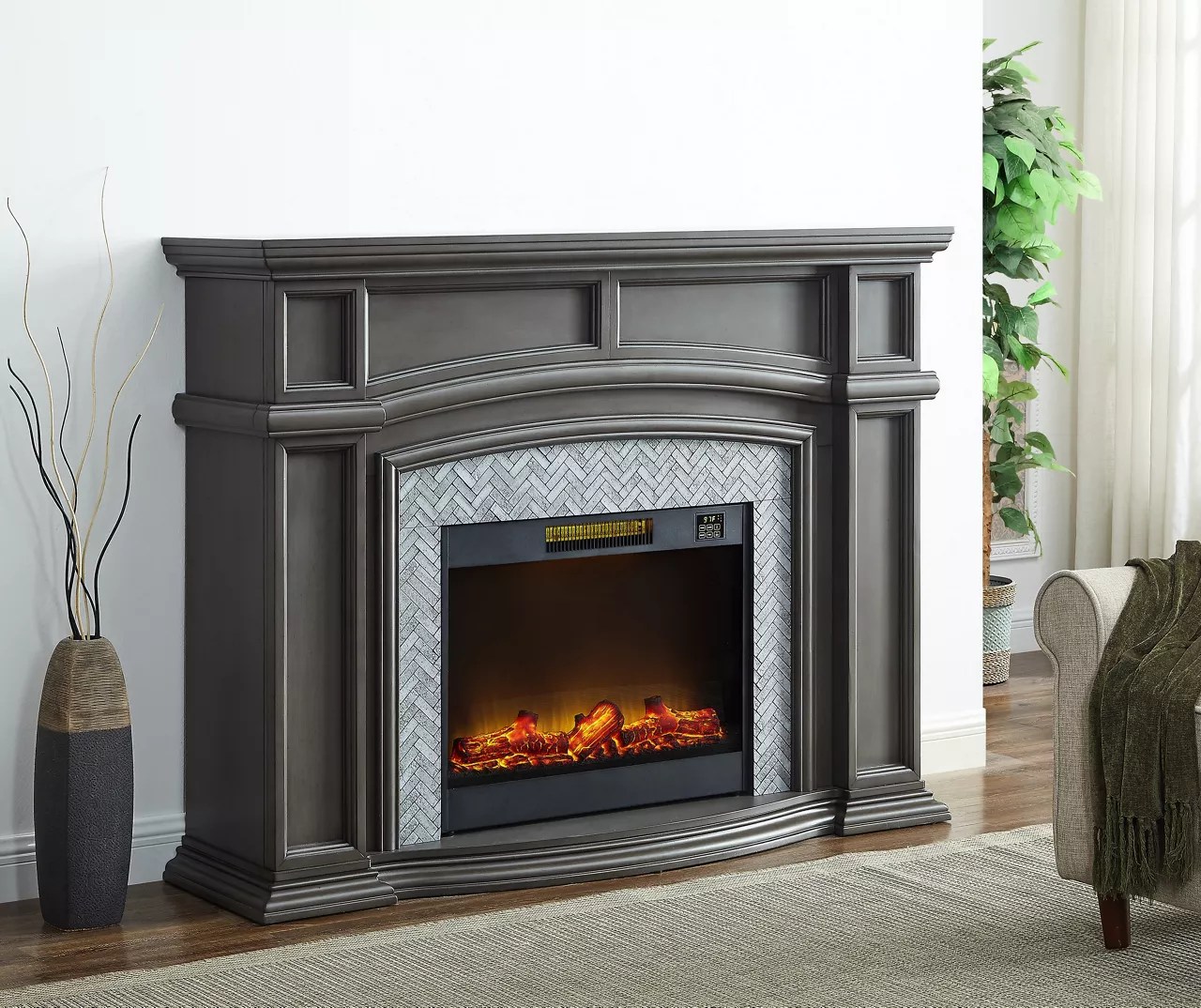 62" Grand Gray Electric Fireplace Big Lots