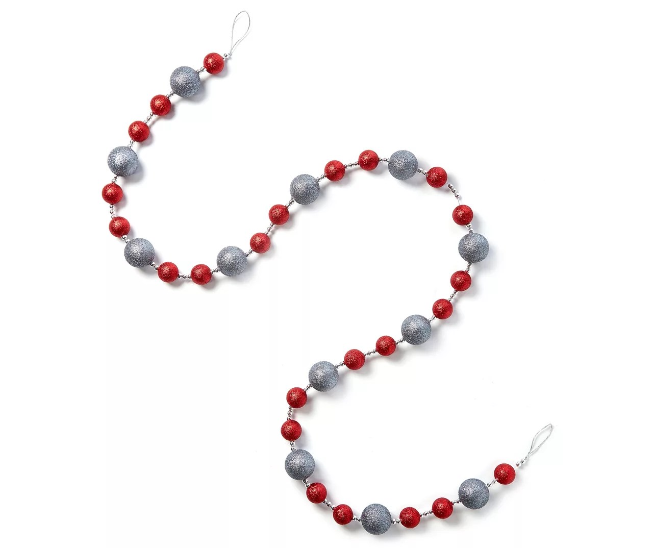 Winter Wonder Lane Red & Silver Glitter Ball Garland, (6') Big Lots