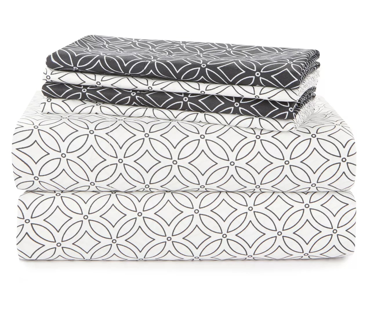 Living Colors Geo Black & White King Sheet Set, 6Piece Big Lots