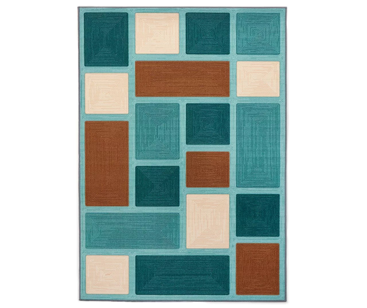 Teal & Brown Block Indoor/Outdoor Area Rugs Big Lots
