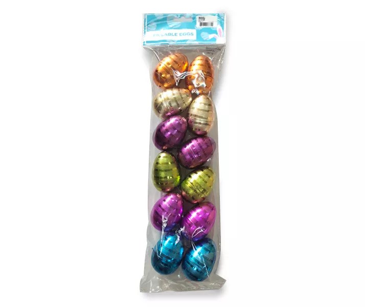 Fillable Striped Metallic Plastic Easter Eggs, 12Count Big Lots