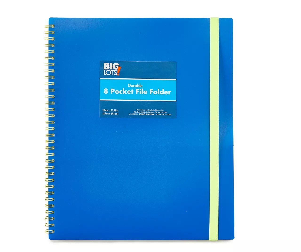 Big Lots Blue 8Pocket Spiral File Folder with Strap Big Lots