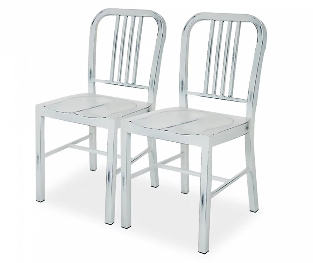 Glitzhome Vintage White Metal Dining Chairs, 2Pack Big Lots