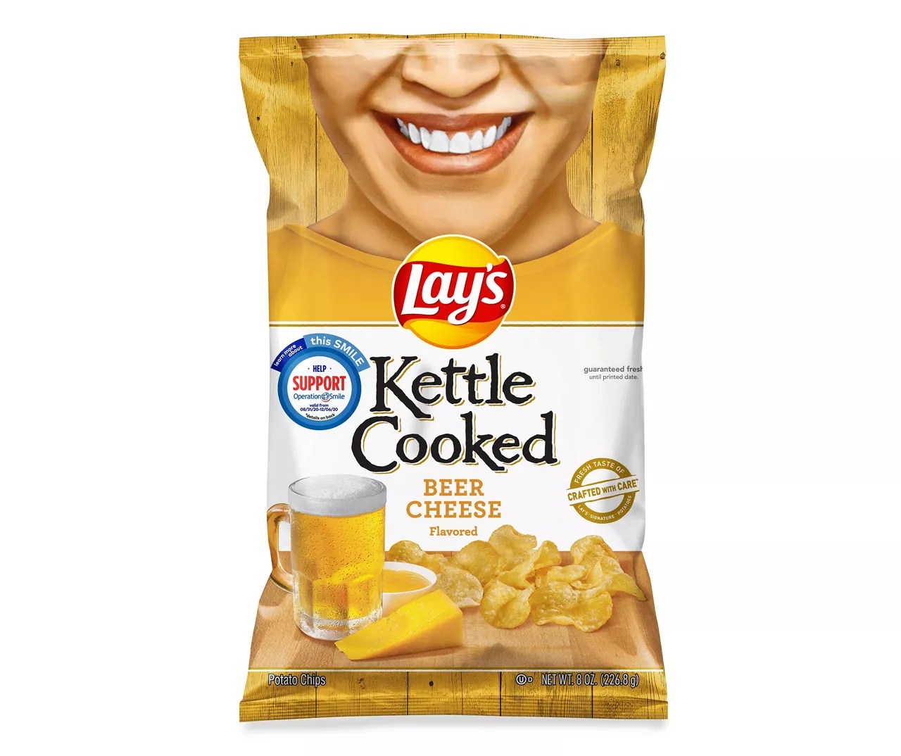 Lay's Lay's Kettle Cooked Potato Chips Classic Beer Cheese 8 Ounce