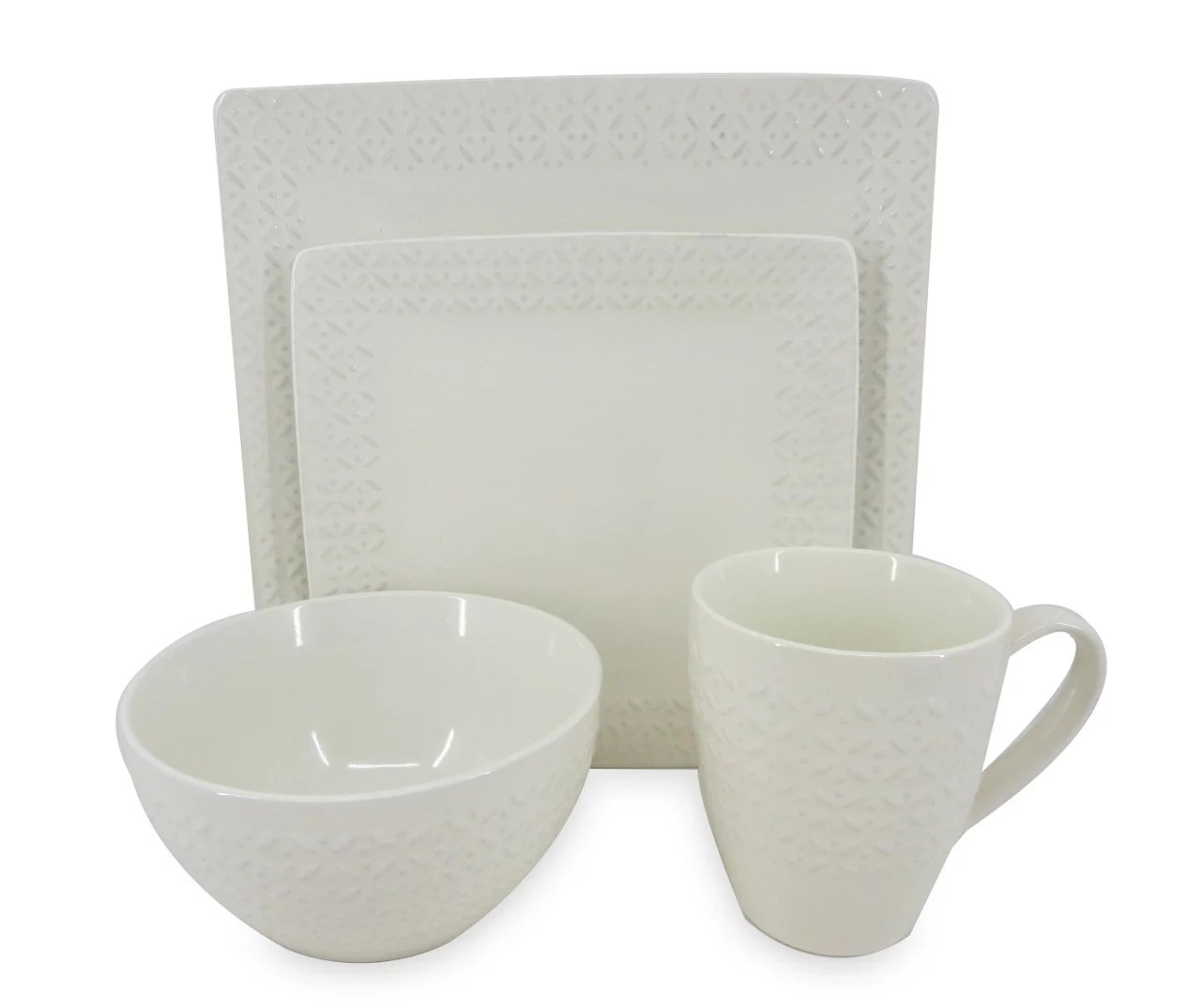 Master Cuisine Square Grace White Dinnerware, 16Piece Set Big Lots