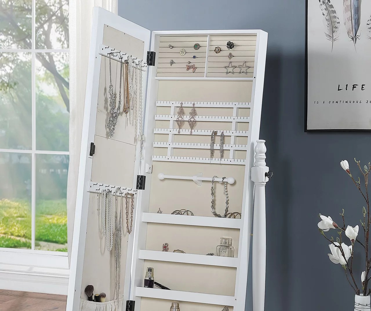 White Cheval Jewelry Armoire & Mirror Big Lots