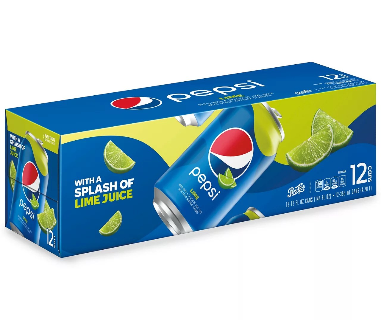 Pepsi Pepsi Lime Soda, Cola with Splash of Lime Juice,12 Fl Oz, 12