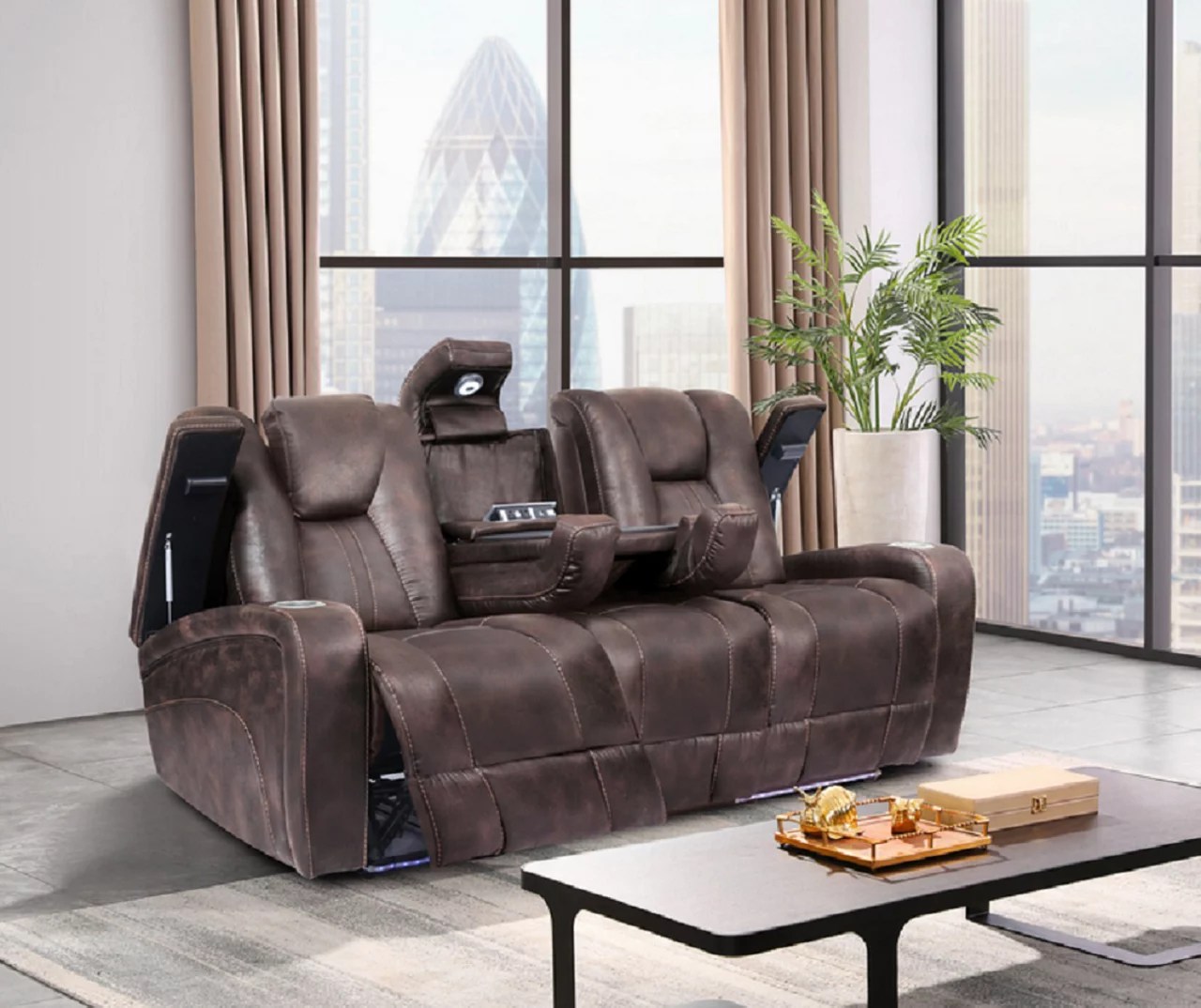 Synergy Jamestown Power Sofa Recliner With Console Baci Living Room