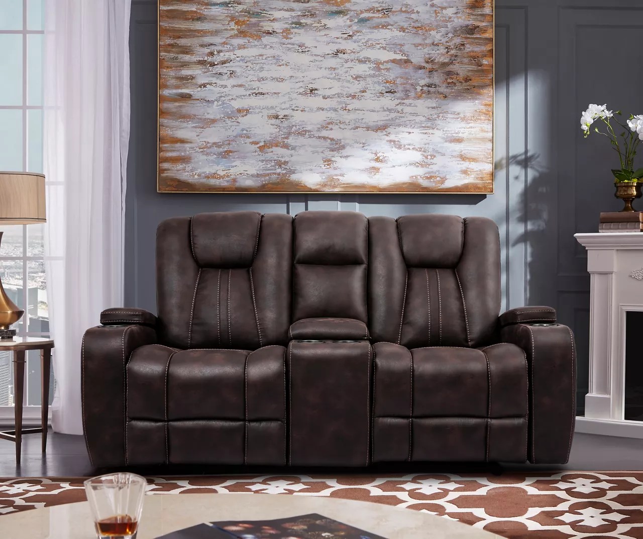 Synergy Jamestown Power Sofa Recliner With Console Baci Living Room
