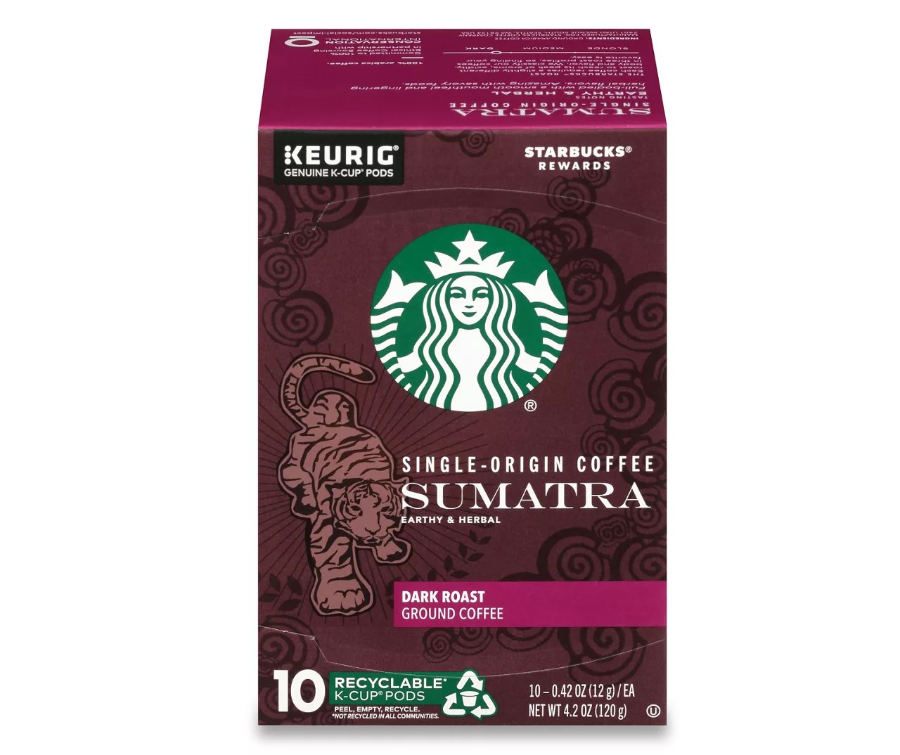 Starbucks Starbucks KCup Coffee Pods, Dark Roast Coffee, Sumatra, 100 Arabica, 1 box (10 pods