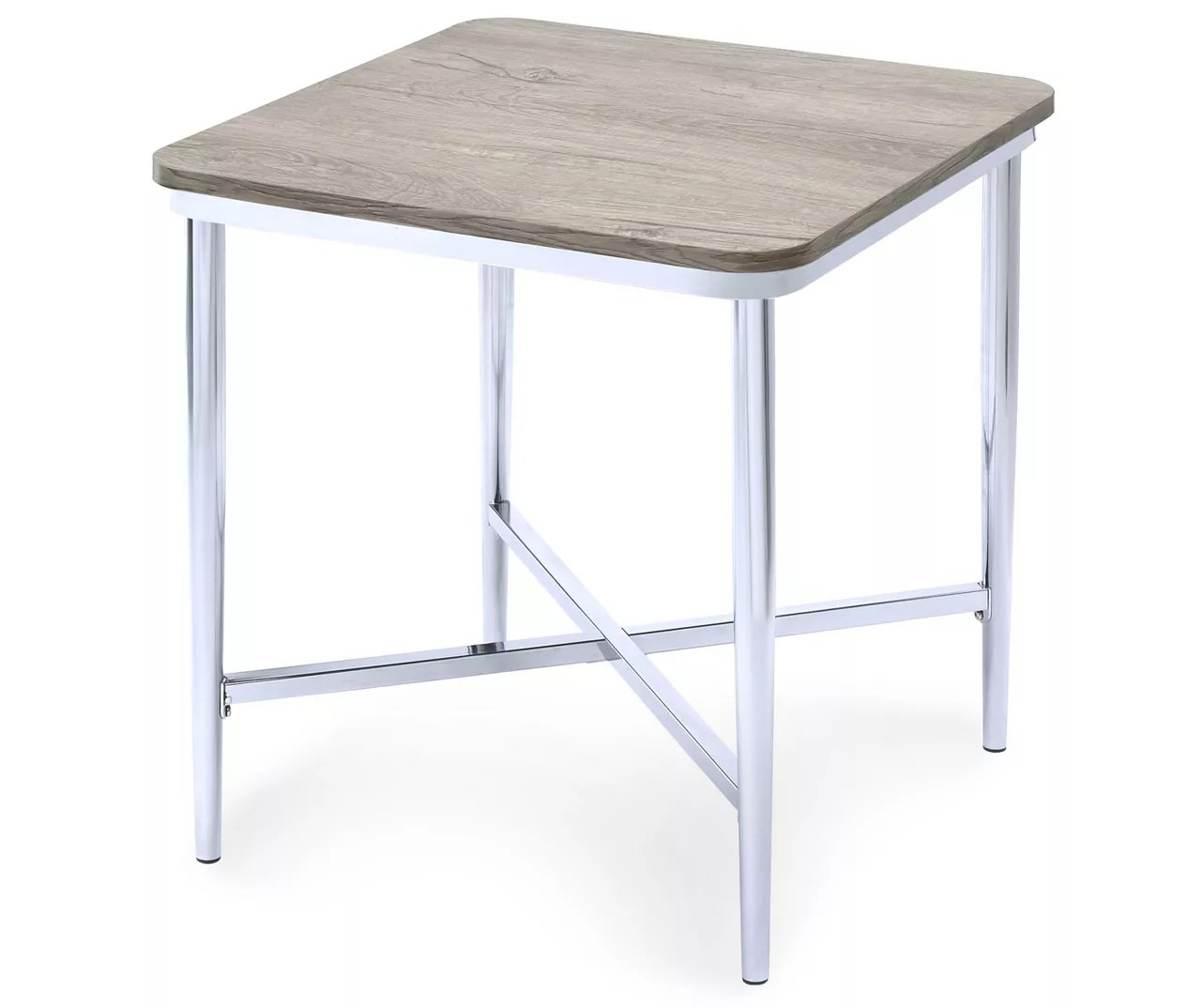 Acme Lukey Weathered Oak & Chrome Square End Table Big Lots