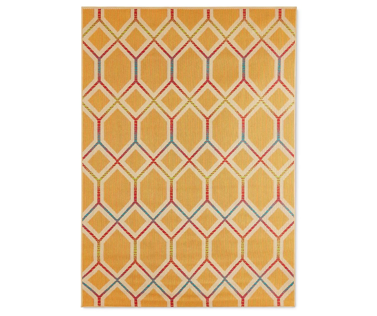 Wilson & Fisher Orange Geometric Woven Indoor/Outdoor Rug Big Lots