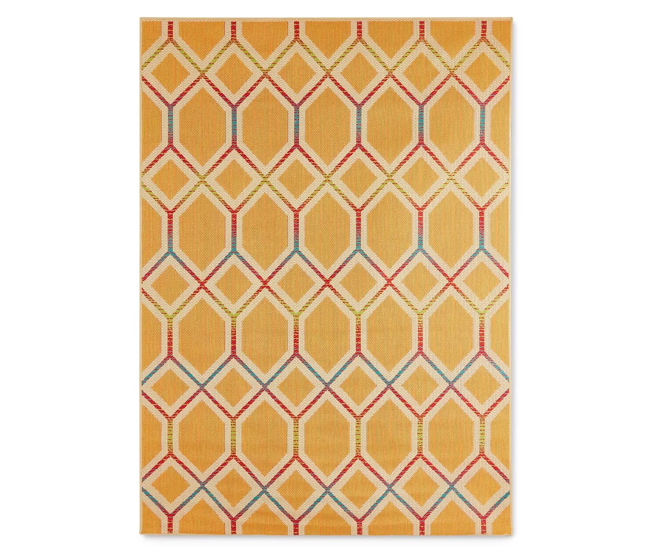 Wilson & Fisher Orange Geometric Woven Indoor/Outdoor Rug Big Lots