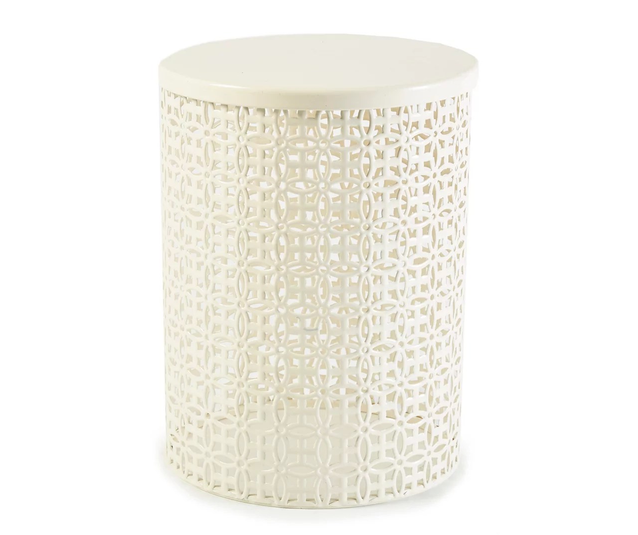 Wilson & Fisher 16" Cream Metal Drum Garden Table Big Lots