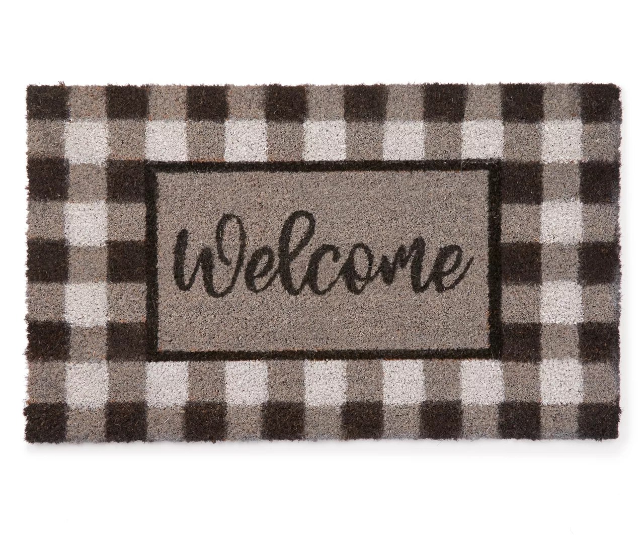 Gingham Plaid Coir Outdoor Doormat, (18" x 30") Big Lots