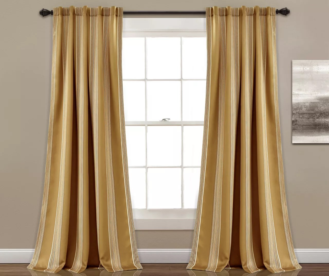 Julia Stripe RoomDarkening Back Tab Curtain Panel Pair, (84") Big Lots