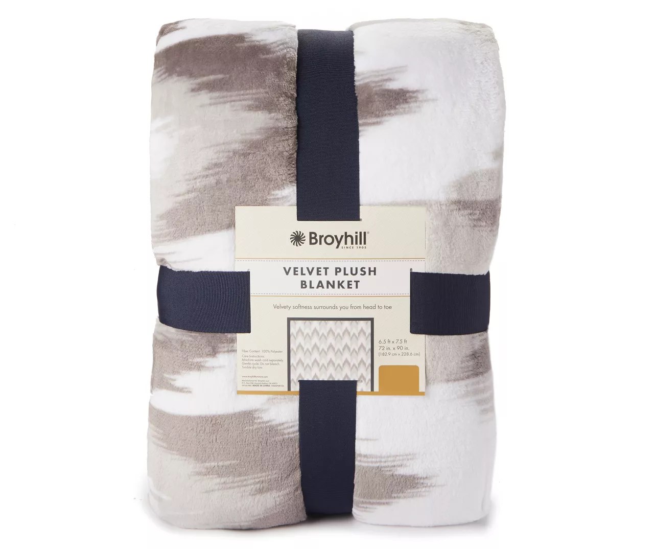 Broyhill Gray Chevron Velvet Plush Twin/Full Blanket Big Lots