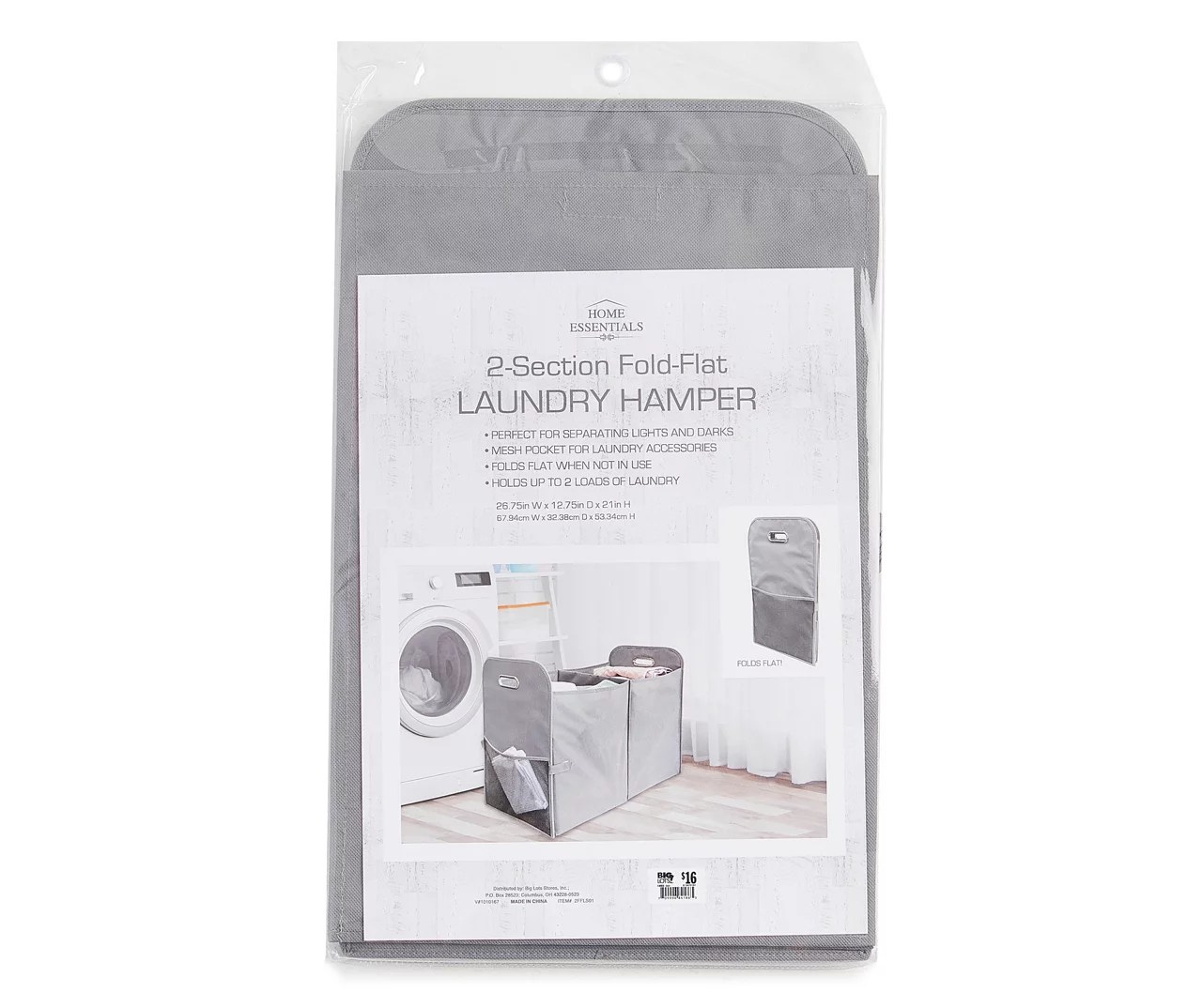 Home Essentials DoubleSection Laundry Hamper Big Lots