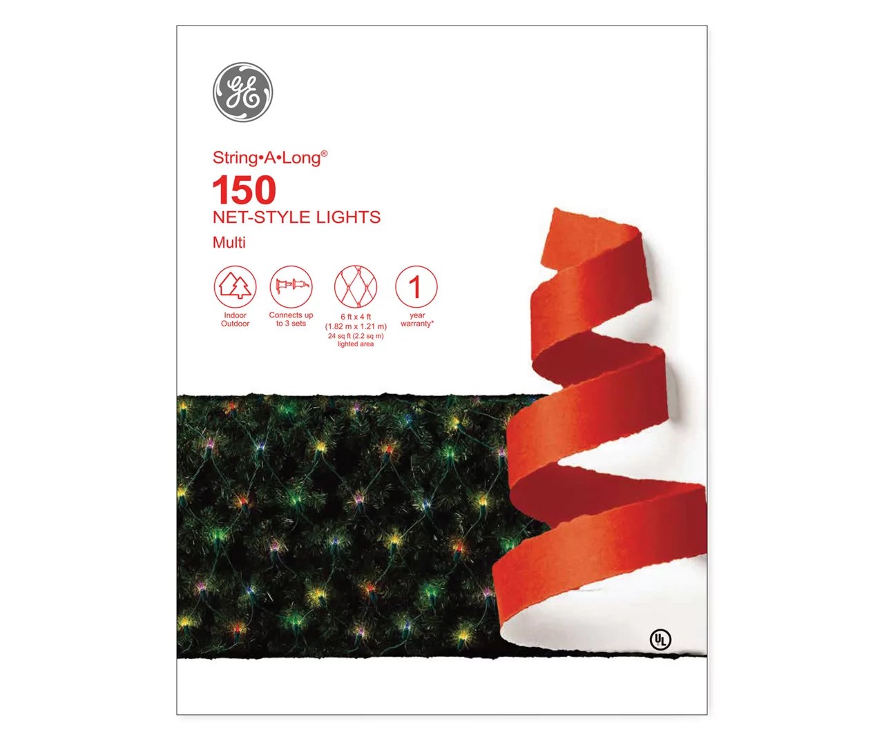 GE StringALong MultiColor 4' x 6' Net Light Set, 150Lights Big Lots