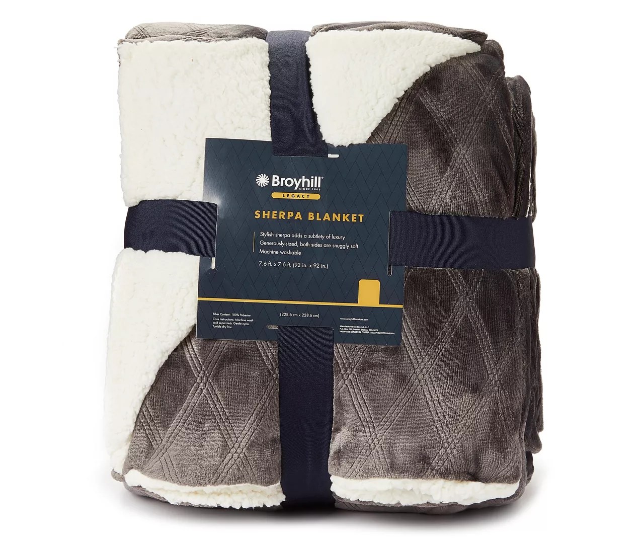 Broyhill Legacy Charcoal Sherpa Queen Blanket Big Lots