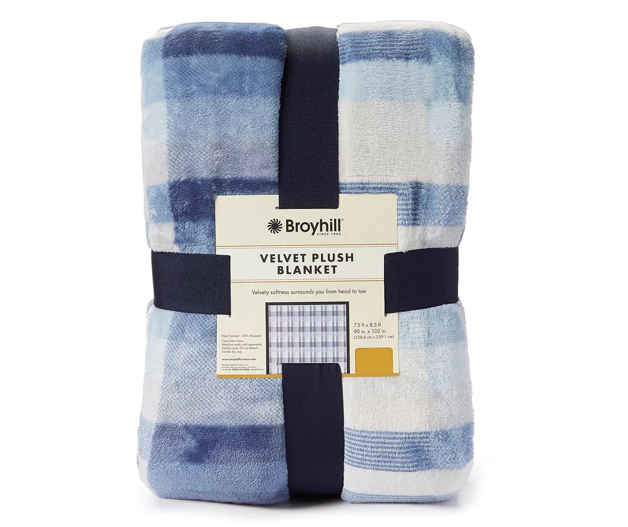 Broyhill Broyhill Blue Plaid Velvet Plush Blanket Big Lots