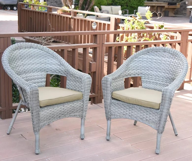 Gray AllWeather Wicker Cushioned Patio Chairs, 2Pack Big Lots