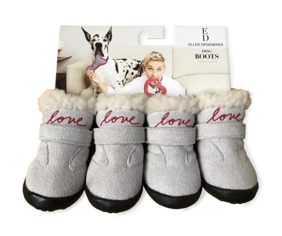 ED by Ellen DeGeneres Dog's Medium Gray Sherpa Lined Boots Big Lots