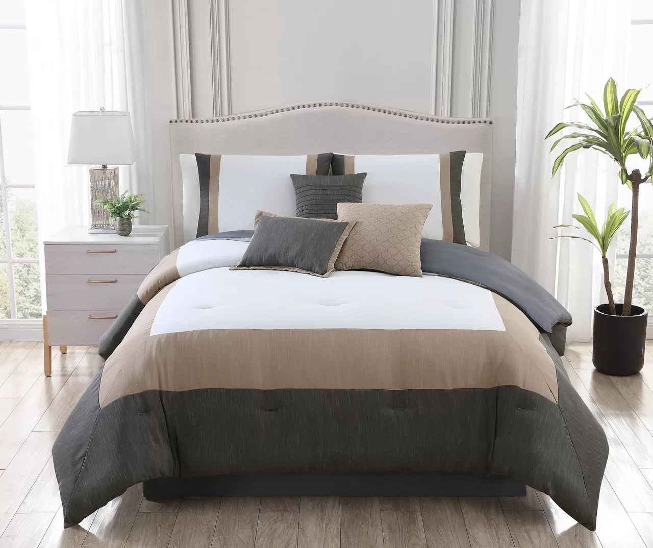 Broyhill Vittorio Charcoal & Beige Comforter Set Big Lots