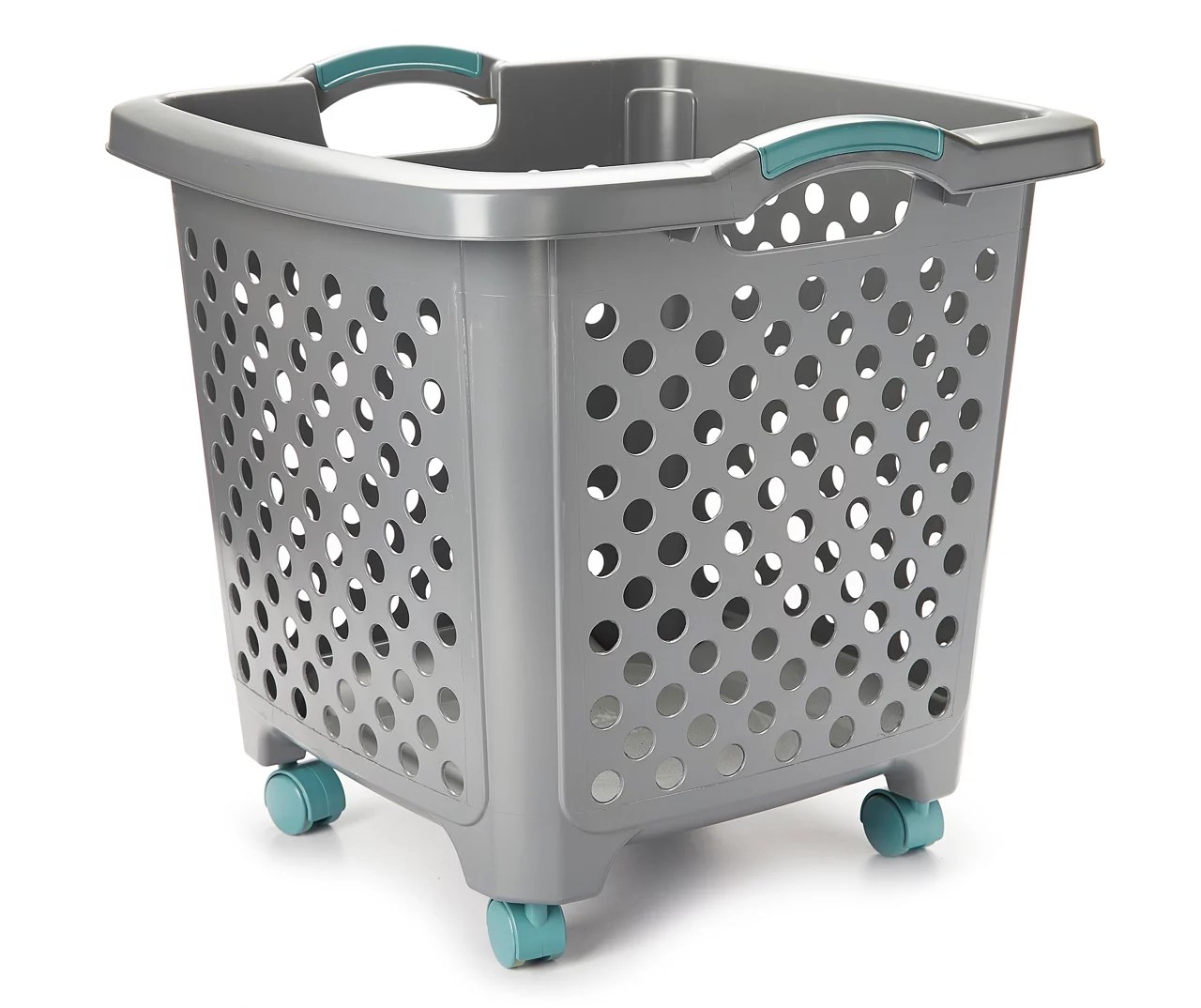 Cement & Aqua Rolling Laundry Hamper Big Lots