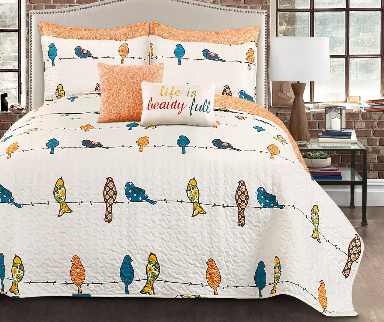 Rowley Birds Reversible 7Piece Quilt Set Big Lots